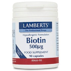 Lamberts Biotin 500mcg Βιοτίνη – Βιταμίνες για τα Μαλλιά 90 Κάψουλες