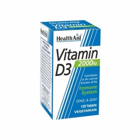 Health Aid Vitamin D3 2000IU 120 ταμπλέτες - Συμπλήρωμα με τη Μορφή Χοληκαλσιφερόλης