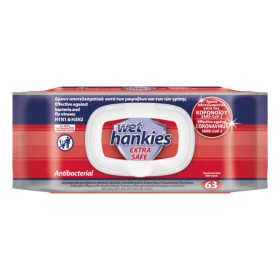 Wet Hankies Extra Safe Antibacterial Wipes 63τμχ. – Υγρά αντιβακτηριδιακά μαντηλάκια χεριών