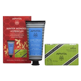 Apivita Promo Winter Wonders Hypericum Hand Cream 50ml & Soap 125gr - Hand Cream for Dry and Cracked Hands with Balm and Beeswax & Soap with Olive