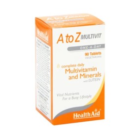 Health Aid A to Z Multivit Minerals Plus Lutein 90tabs – Πολυβιταμίνη με Μέταλλα και Λουτεΐνη για καθημερινή χρήση