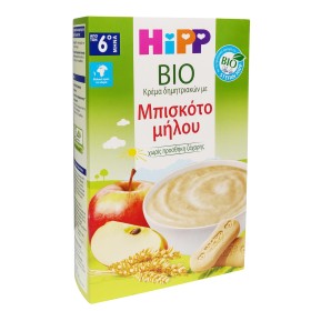Hipp Bio Κρέμα Δημητριακών με Μπισκότο Μήλου Χωρίς Προσθήκη Ζάχαρης από τον 6ο Μήνα 250gr