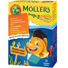 Mollers Omega-3 Ζελεδάκια με γεύση Πoρτοκάλι - Λεμόνι 36τμχ.