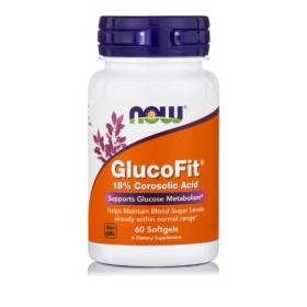 Now Foods GlucoFit 18% Corosolic Acid 60 μαλακές κάψουλες - Συμπλήρωμα διατροφής που υποστηρίζει τα επίπεδα Σακχάρου στο Αίμα & το Μεταβολισμό