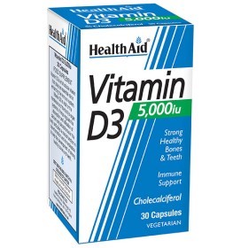 Health Aid Vitamin D3 5000 IU 30tabs - Συμπλήρωμα για την καλή Υγεία των Οστών και Δοντιών