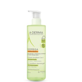 A-Derma Exomega Control Gel Lavant Emollient 500ml – Μαλακτικό τζελ καθαρισμού 2 σε 1 για το αίσθημα του κνησμού