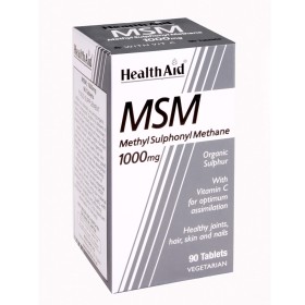 Health Aid MSM 1000mg Vitamin C 90caps – Συμπλήρωμα με Οργανικό Θείο Μεθυλοσουλφονυλομεθάνιο