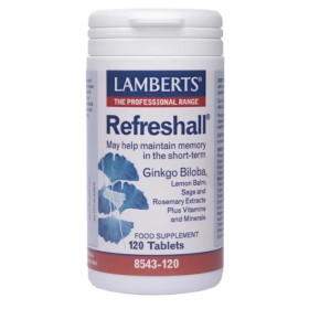 Lamberts Refreshall Σύμπλεγμα Gingko 120 Ταμπλέτες - Για την Ενίσχυση της Μνήμης με Βάλσαμο λεμονιού, Φασκόμηλο & Δεντρολίβανο