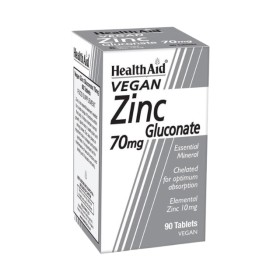 Health Aid Zinc Gluconate 70mg 90tabs - Συμπλήρωμα Διατροφής με Ψευδάργυρο για Ενίσχυση του Ανοσοποιητικού & την Καλή Υγεία Δέρματος
