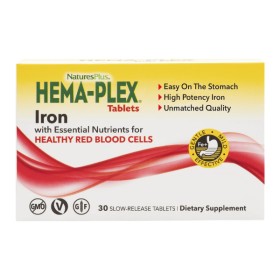 Natures Plus HEMA-PLEX Slow Release Iron 30 Tablets - Σίδηρος Βραδείας Αποδέσμευσης