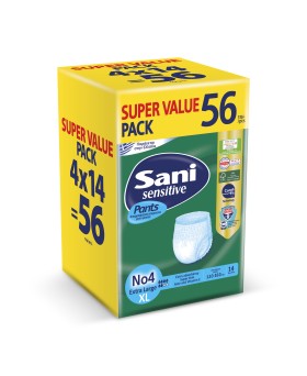 Sani Pants Sensitive Νο4 Extra Large 56τμχ. (4×14τμχ.) Super Value Pack – Ελαστικό Εσώρουχο Ακράτειας