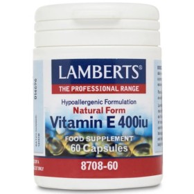 Lamberts Vitamin E 400IU, 60 Κάψουλες - Συμπλήρωμα διατροφής βιταμίνης Ε σε φυσική μορφή