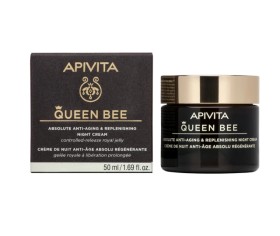 Apivita Queen Bee Night Cream 50ml - Κρέμα Νύχτας Απόλυτης Αντιγήρανσης με Βασιλικό Πολτό