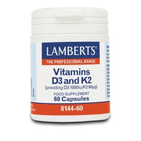 Lamberts Vitamin D3 1000iu & K2 90µg 60 Κάψουλες - Συμπλήρωμα διατροφής με βιταμίνες D3 & K2