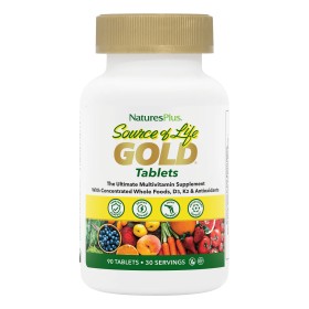 Natures Plus Source of Life GOLD Multivitamin 90 Ταμπλέτες - Πολυβιταμίνη με 120 Βιολογικά Φρούτα & Λαχανικά