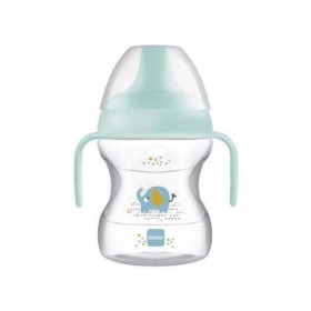 MAM Learn To Drink Cup 190ml Μπλε 472B | Εκπαιδευτικό Ποτηράκι 6m+ με Λαβές που Λάμπουν & Βαλβίδα που Δεν Στάζει
