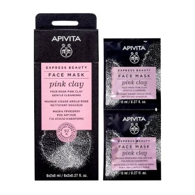 Apivita Express Beauty Pink Clay 2x8ml - Μάσκα Προσώπου με Ροζ Άργιλο για Απαλό Καθαρισμό