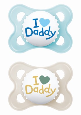 MAM Σετ Πιπίλες Ι Love Daddy Σιλικόνης 2-6 μηνών - Αγόρι 2τμχ.