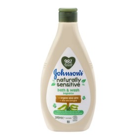 Johnsons Naturally Sensitive Bath & Wash With Organic Aloe Vera 395ml - Βρεφικό Αφρόλουτρο με Aloe Vera