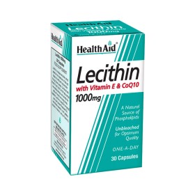 Health Aid Lecithin 1000mg with Natural Vitamin E & CoQ10 30caps – Συμπλήρωμα Διατροφής με Λεκιθίνη και Βιταμίνες για Λιποδιάλυσης & Αύξηση Ενέργειας