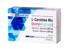 Viogenesis L-Carnitine Mix Acetyl + Tartrate 60caps - Συμπλήρωμα για την Αύξηση των Επιπέδων Ενέργειας