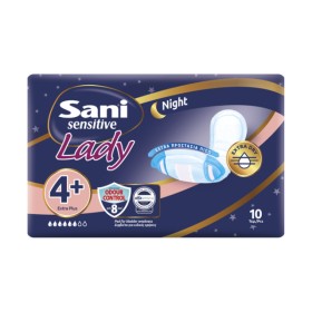 Sani Lady Extra Plus Night No4+  10τμχ - Σερβιέτες Ακράτειας με Βαμβάκι
