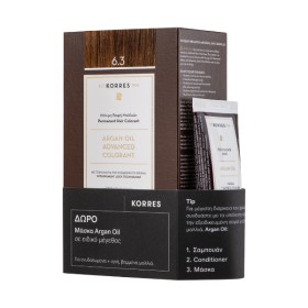 Korres Argan Oil Advanced Colorant Βαφή Μαλλιών 6.3 Ξανθό Σκούρο Χρυσό 50ml με  Δώρο Μάσκα Argan Oil σε ειδικό μέγεθος