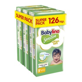 Babylino Super Pack Sensitive Cotton Soft No5+ 12-17kg - Βρεφικές Πάνες 126τεμ