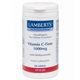 Lamberts Vitamin C 1000mg Time Release 60 Ταμπλέτες – Συμπλήρωμα διατροφής με Βιταμίνη C Βραδείας Απελευθέρωσης