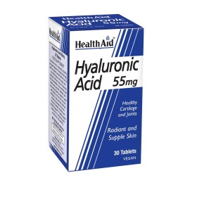 Health Aid Hyaluronic Acid 55mg 30 tabs – Φυσικό Υαλουρονικό Οξί για Ελαστικότητα του Δέρματος και Υγεία των Συνδετικών Ιστών
