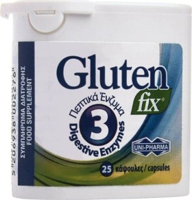 Uni-Pharma Gluten Fix 25 Κάψουλες – Συμπλήρωμα διατροφής για τη δυσανεξία στη γλουτένη