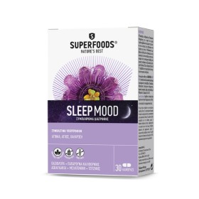 Superfoods Sleep Mood 30caps - Συμπλήρωμα Διατροφής Ιδανικό για τη Μείωση της Αϋπνίας του Άγχους