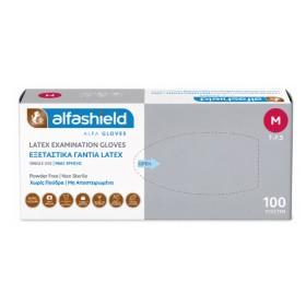 Alfashield Γάντια Latex Χωρίς Πούδρα Medium 100τμχ
