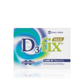 Uni-Pharma D3 Fix Max 4000IU – Συμπλήρωμα διατροφής με Βιταμίνη D3, 60 ταμπλέτες