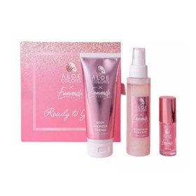 Aloe Colors x Emmanouela Cosmetic Ready to Glow Set Body Bronzer Λοσιόν με Χρώμα 100ml & Glitter Spray Λάμψης 100ml Lip Oil 10ml