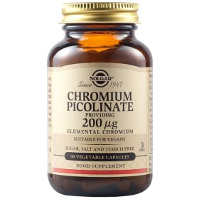 Solgar Chromium Picolinate 200μg 90 ταμπλέτες – Συμπλήρωμα Διατροφής από Πικολινικό Χρώμιο για Έλεγχο του Σακχάρου στο Αίμα