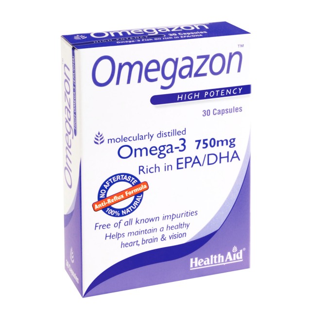 Health Aid Omegazon 750mg 30caps – Συμπλήρωμα με Λιπαρά Οξέα για τον Έλεγχο της Πίεσης