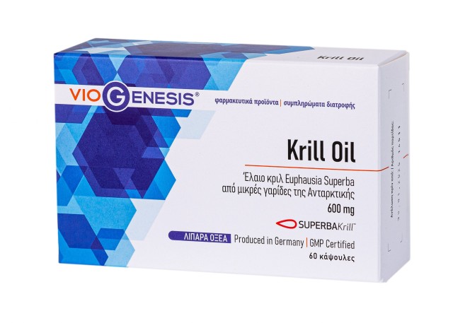 Viogenesis Krill Oil Superba 1200mg 60gels - Συμπλήρωμα με Πατενταρισμένο Έλαιο Κρίλ