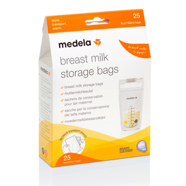 Medela Breastmilk Storage Bags 25τμχ 180ml – Σακουλάκια Φύλαξης Μητρικού Γάλακτος