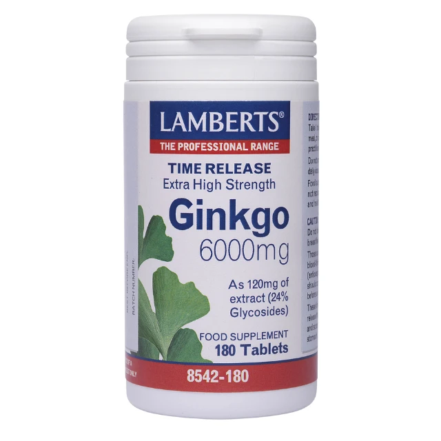 Lamberts Ginkgo 6000mg 180 таблетки - Билка, която допринася за периферното кръвообращение в крайниците