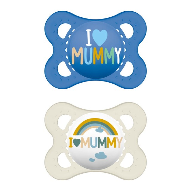 MAM - Πιπίλα Ι Love Mummy & Daddy Σιλικόνης 2-6 μηνών 2 τμχ. - ΑΓΟΡΙ