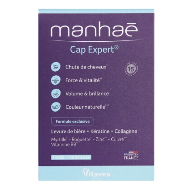 Manhaé Cap Expert Food Supplement 120 κάψουλες - Συμπλήρωμα Διατροφής για την Υγεία και την Ομορφιά των Μαλλιών & Νυχιών