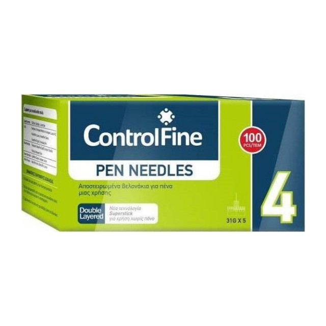 ControlFine Pen Needles 4mm x 32G 100τμχ. - Αποστειρωμένα βελονάκια μιας χρήσης για πένα ινσουλίνης