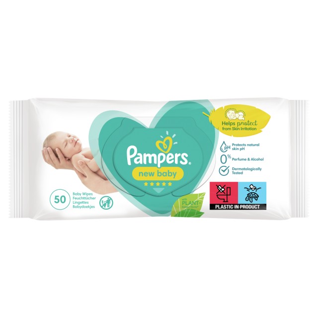 Pampers New Baby Sensitive Wipes – Μωρομάντηλα Με Καπάκι 50τμχ.