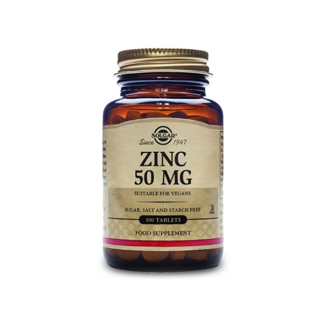Solgar Zinc Gluconate 50mg 100 κάψουλες – Συμπλήρωμα Διατροφής με Ψευδάργυρο