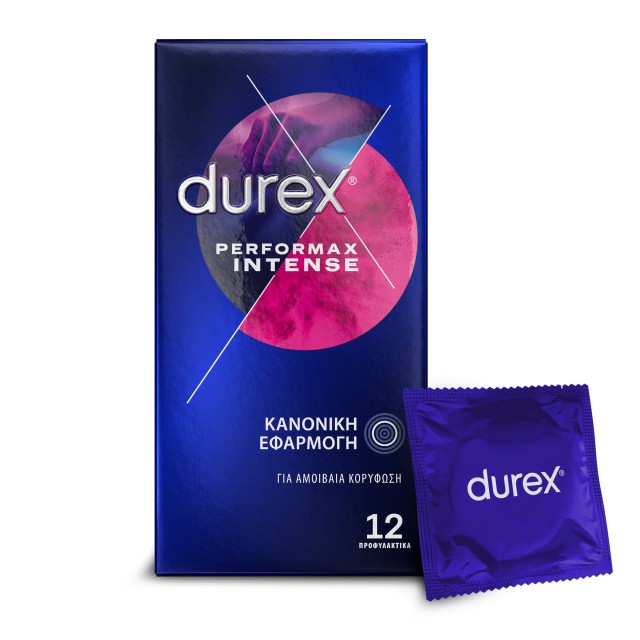 Durex Performax Intense - Προφυλακτικά Με Κουκκίδες, Ραβδώσεις και Επιβραδυντικό Τζελ 12τμχ.