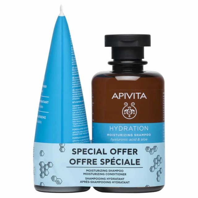 Apivita Promo Hydration Moisturizing Shampoo 250ml & Conditioner 150ml