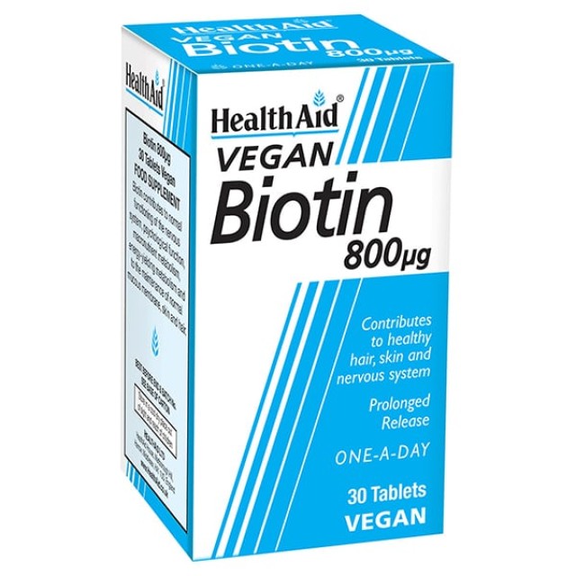 Health Aid Βiotin 800μg 30tabs – Συμπλήρωμα Διατροφής με Βιοτίνη