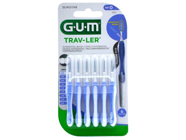 Gum 1312 Trav-ler Interdental Brush 0.6mm Purple 6 τεμάχια - Μωβ Μεσοδόντια Βουρτσάκια