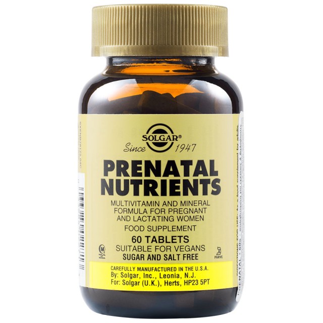 Solgar Prenatal Nutrients Tablets 60 ταμπλέτες – Συμπλήρωμα για Εγκύους και Θηλάζουσες